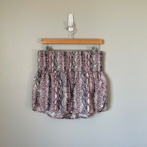 Free People Movement Snake Print Smocked Waist Shorts Purple Lavender Size Large